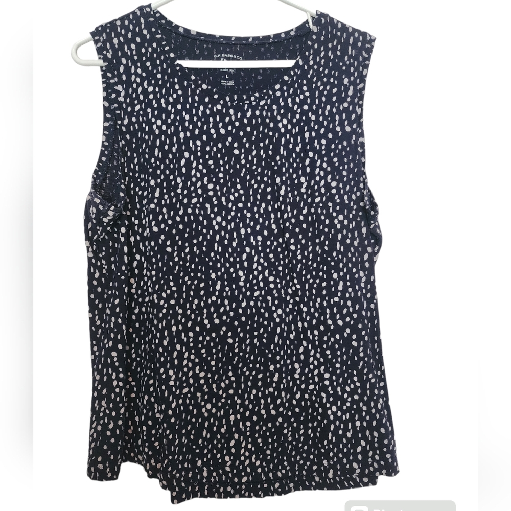 G.H. Bass Blue White Cotton Print Tank SZ Large